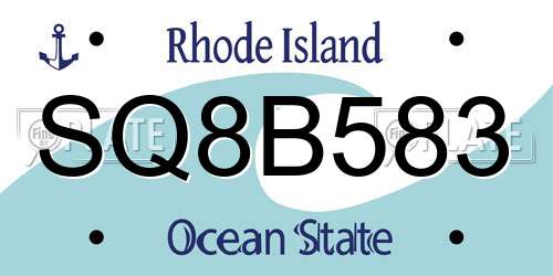 SQ8B583 Rhode Island License Plate