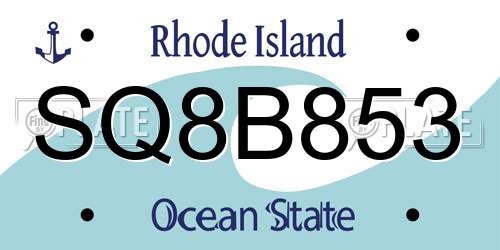 SQ8B853 Rhode Island License Plate