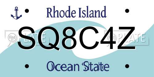SQ8C4Z Rhode Island License Plate
