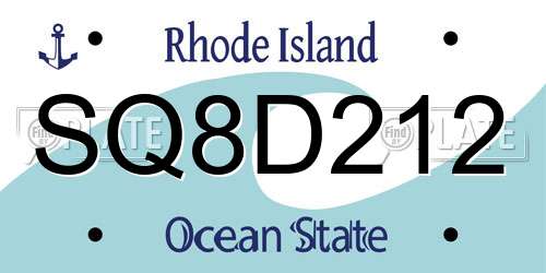 SQ8D212 Rhode Island License Plate