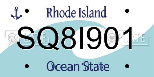 SQ8I901 Rhode Island License Plate