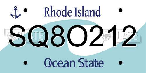 SQ8O212 Rhode Island License Plate