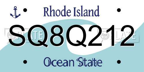 SQ8Q212 Rhode Island License Plate