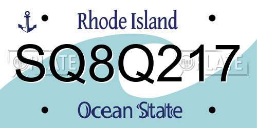 SQ8Q217 Rhode Island License Plate