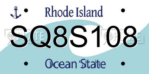SQ8S108 Rhode Island License Plate