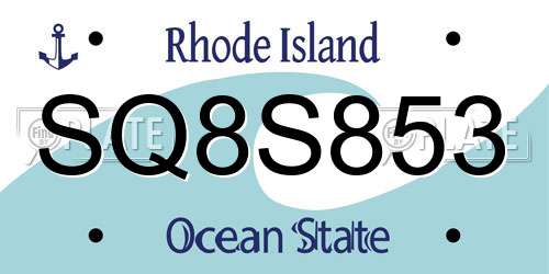 SQ8S853 Rhode Island License Plate