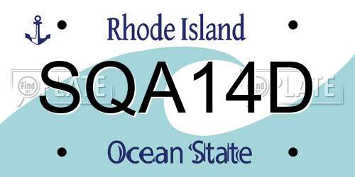 SQA14D Rhode Island License Plate