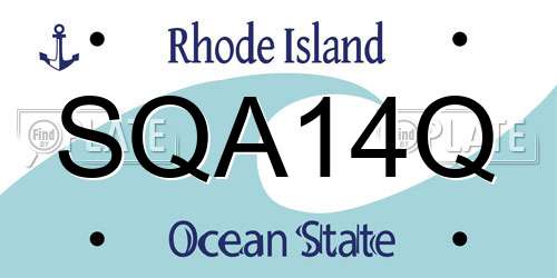 SQA14Q Rhode Island License Plate
