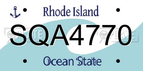 SQA4770 Rhode Island License Plate