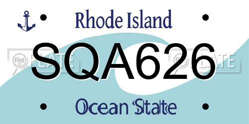 SQA626 Rhode Island License Plate