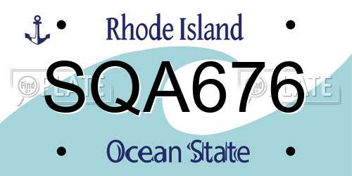 SQA676 Rhode Island License Plate