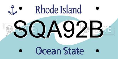 SQA92B Rhode Island License Plate