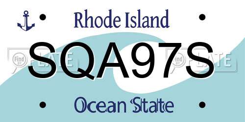 SQA97S Rhode Island License Plate