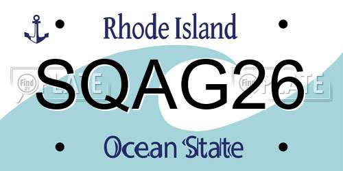 SQAG26 Rhode Island License Plate