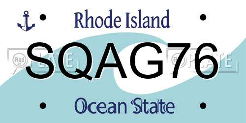 SQAG76 Rhode Island License Plate