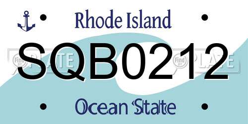 SQB0212 Rhode Island License Plate