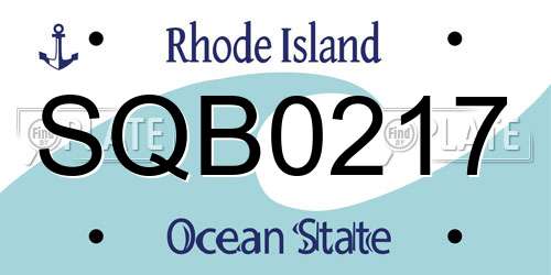 SQB0217 Rhode Island License Plate
