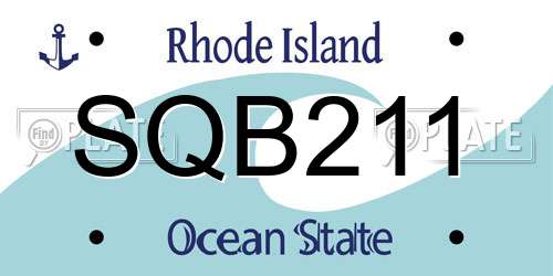 SQB211 Rhode Island License Plate