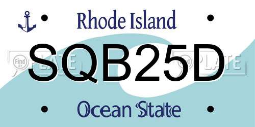 SQB25D Rhode Island License Plate