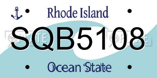 SQB5108 Rhode Island License Plate