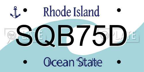 SQB75D Rhode Island License Plate