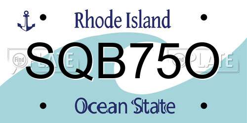 SQB75O Rhode Island License Plate