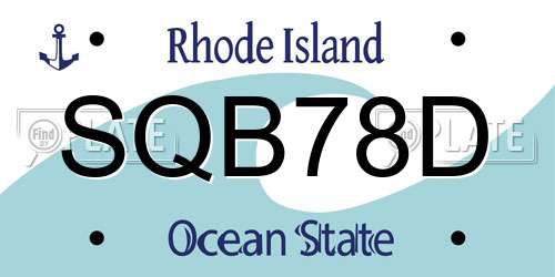 SQB78D Rhode Island License Plate
