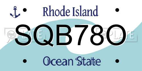 SQB78O Rhode Island License Plate