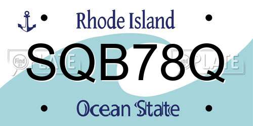 SQB78Q Rhode Island License Plate