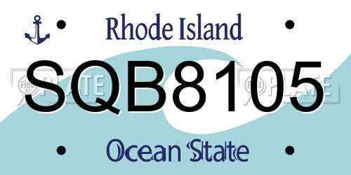 SQB8105 Rhode Island License Plate