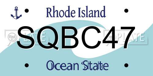 SQBC47 Rhode Island License Plate