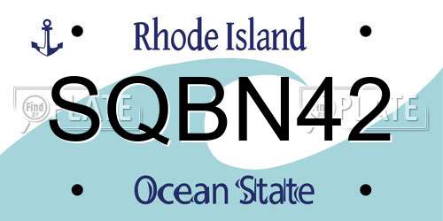 SQBN42 Rhode Island License Plate