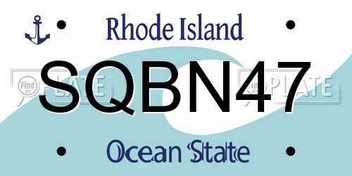SQBN47 Rhode Island License Plate