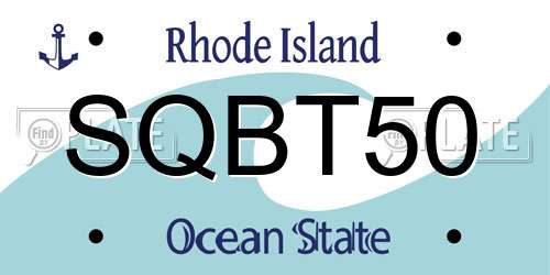 SQBT50 Rhode Island License Plate