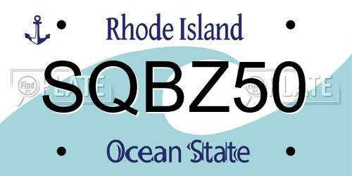 SQBZ50 Rhode Island License Plate