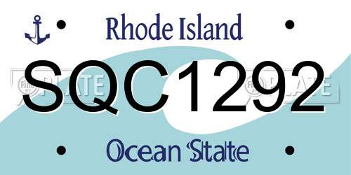 SQC1292 Rhode Island License Plate