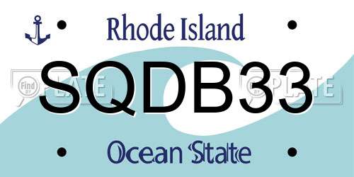 SQDB33 Rhode Island License Plate