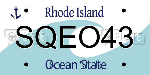 SQEO43 Rhode Island License Plate