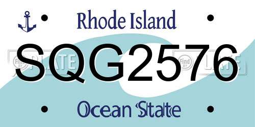 SQG2576 Rhode Island License Plate