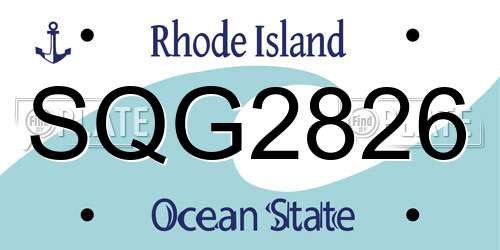 SQG2826 Rhode Island License Plate