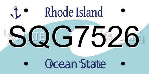 SQG7526 Rhode Island License Plate