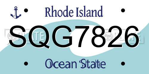 SQG7826 Rhode Island License Plate