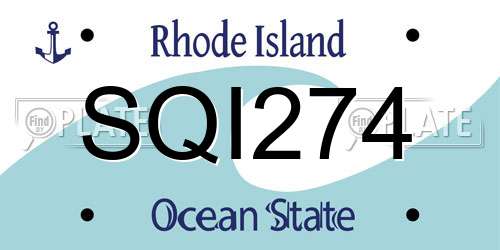 SQI274 Rhode Island License Plate
