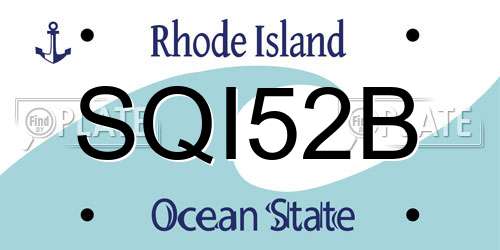 SQI52B Rhode Island License Plate