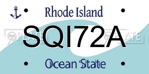 SQI72A Rhode Island License Plate