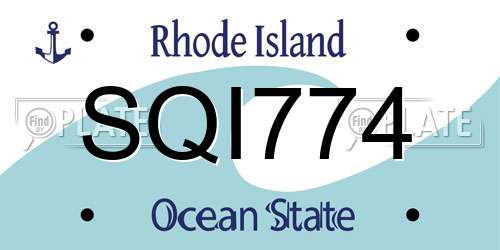SQI774 Rhode Island License Plate