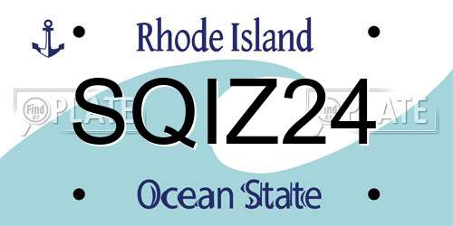 SQIZ24 Rhode Island License Plate
