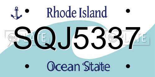 SQJ5337 Rhode Island License Plate