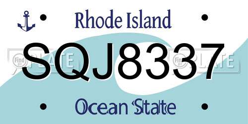 SQJ8337 Rhode Island License Plate