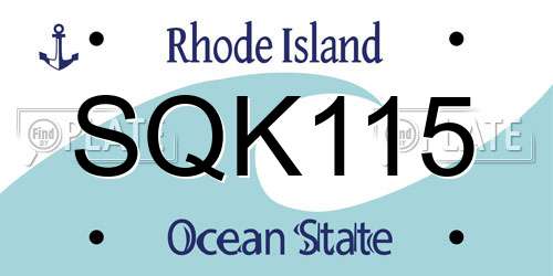 SQK115 Rhode Island License Plate